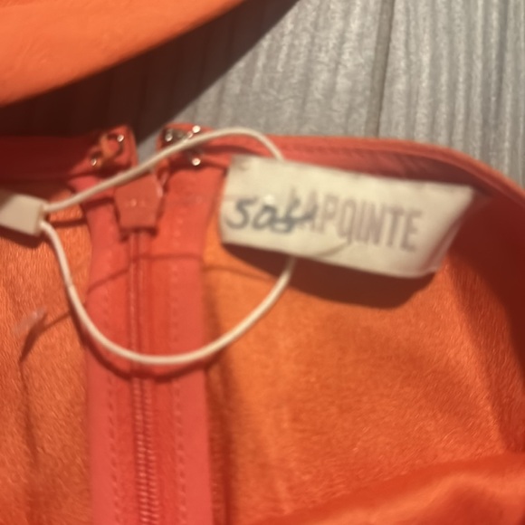 LAPOINTE Long Sleeve Funnel Neck Crepe Dress in Coral Size 2 - Picture 4 of 6